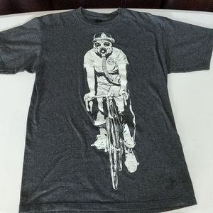 Men's Dark Gray Graphic Tee with Biker Print